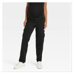 Under Belly 90’s Maternity Black Straight-Leg Cargo Jeans Isabel Maternity